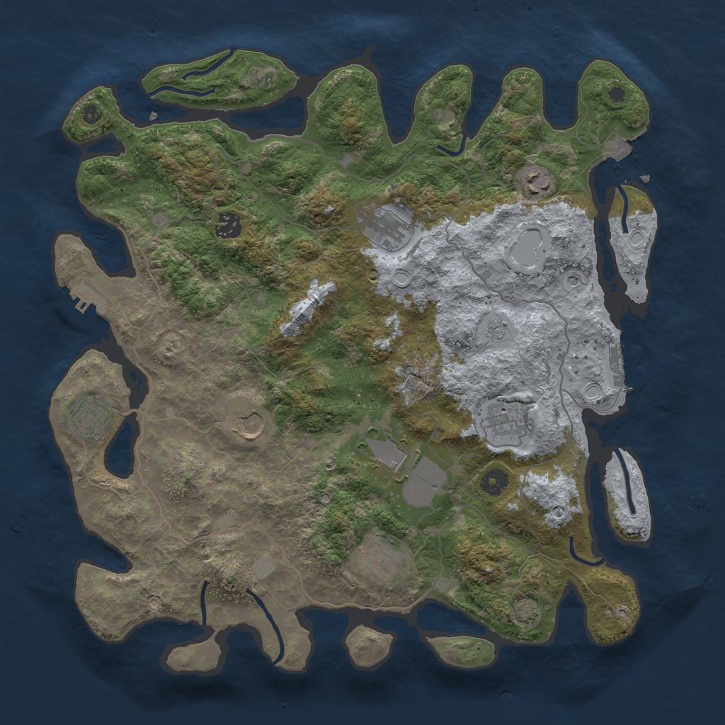Rust Map: Procedural Map, Size: 4000, Seed: 9857345, 16 Monuments