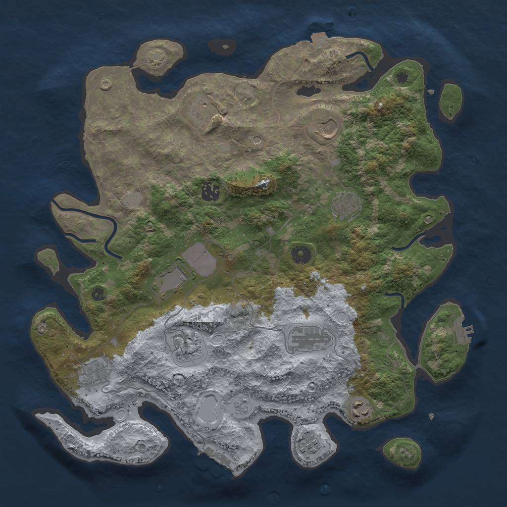 Rust Map: Procedural Map, Size: 3900, Seed: 65519449, 18 Monuments