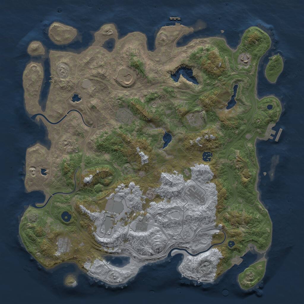 Rust Map: Procedural Map, Size: 4500, Seed: 125125125, 17 Monuments