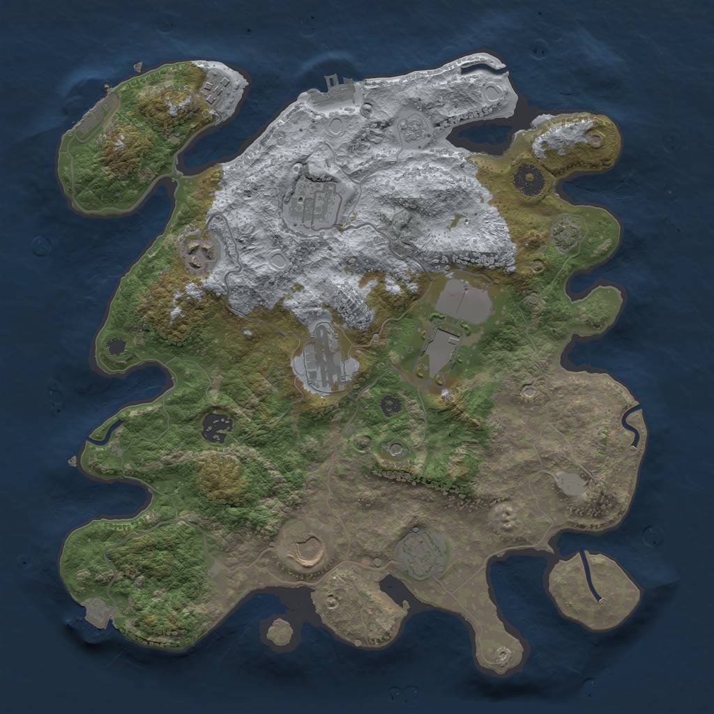 Rust Map: Procedural Map, Size: 3500, Seed: 2048830850, 16 Monuments