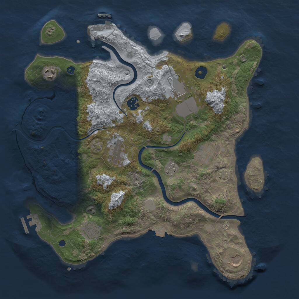 Rust Map: Procedural Map, Size: 3650, Seed: 55321468, 13 Monuments