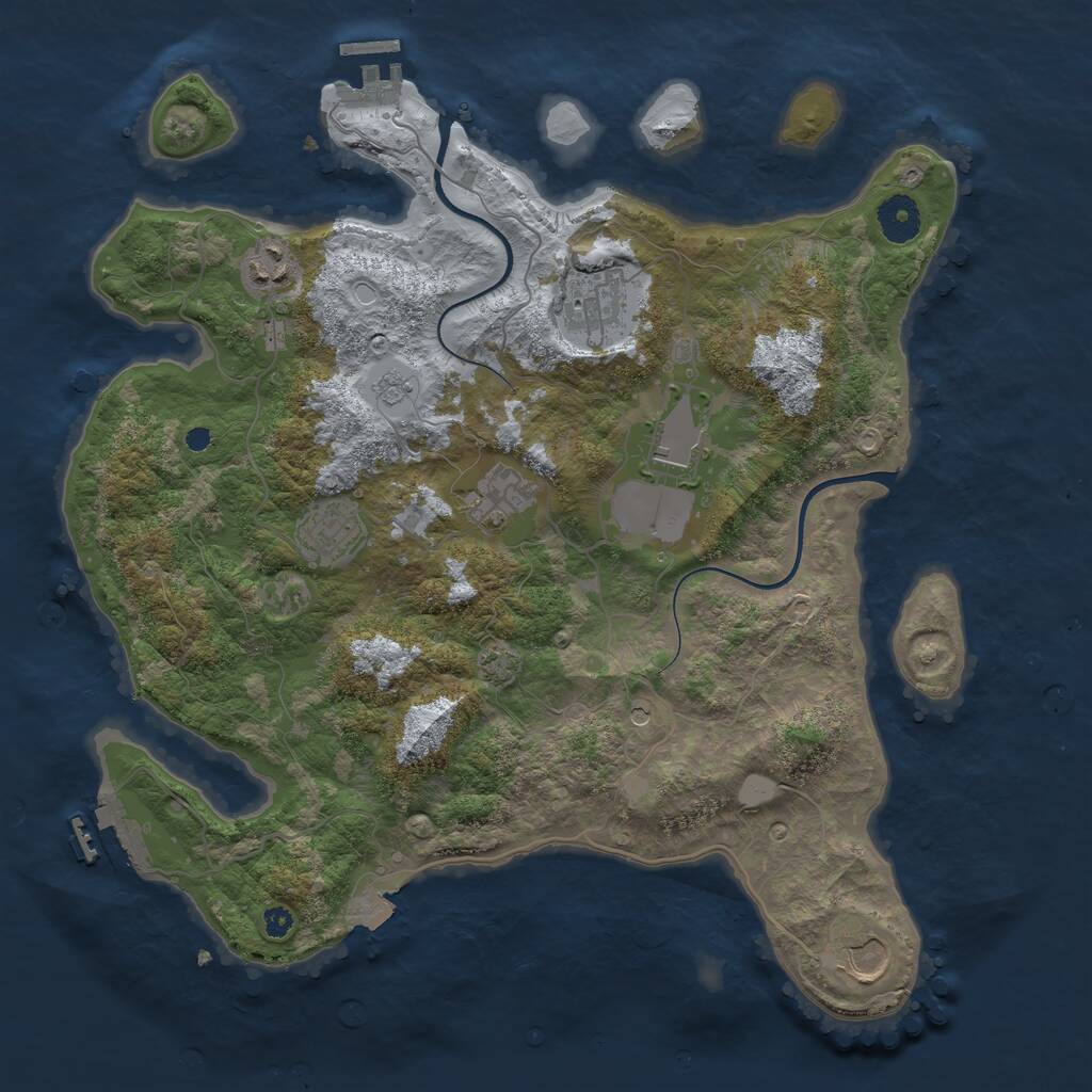 Rust Map: Procedural Map, Size: 3650, Seed: 55321468, 12 Monuments