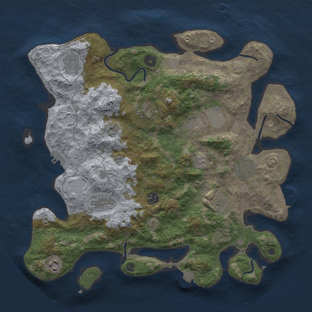 Rust Map: Procedural Map, Size: 3800, Seed: 23044016, 17 Monuments