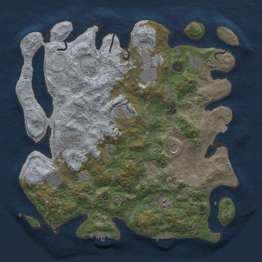 Rust Map: Procedural Map, Size: 3950, Seed: 23203149, 18 Monuments