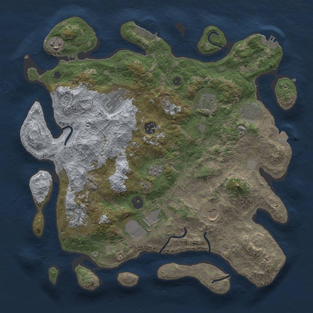 Rust Map: Procedural Map, Size: 3850, Seed: 85750621, 17 Monuments