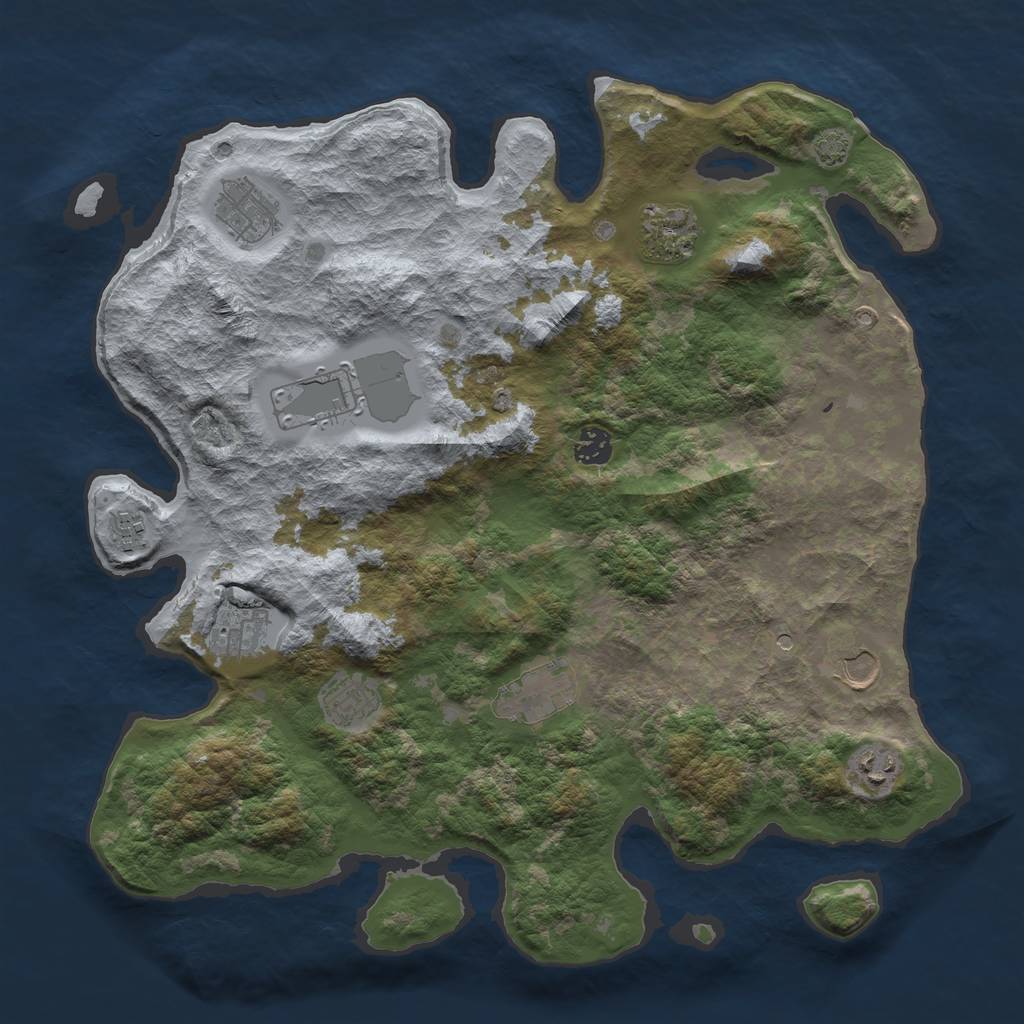 Rust Map: Barren, Size: 3950, Seed: 84177913, 14 Monuments