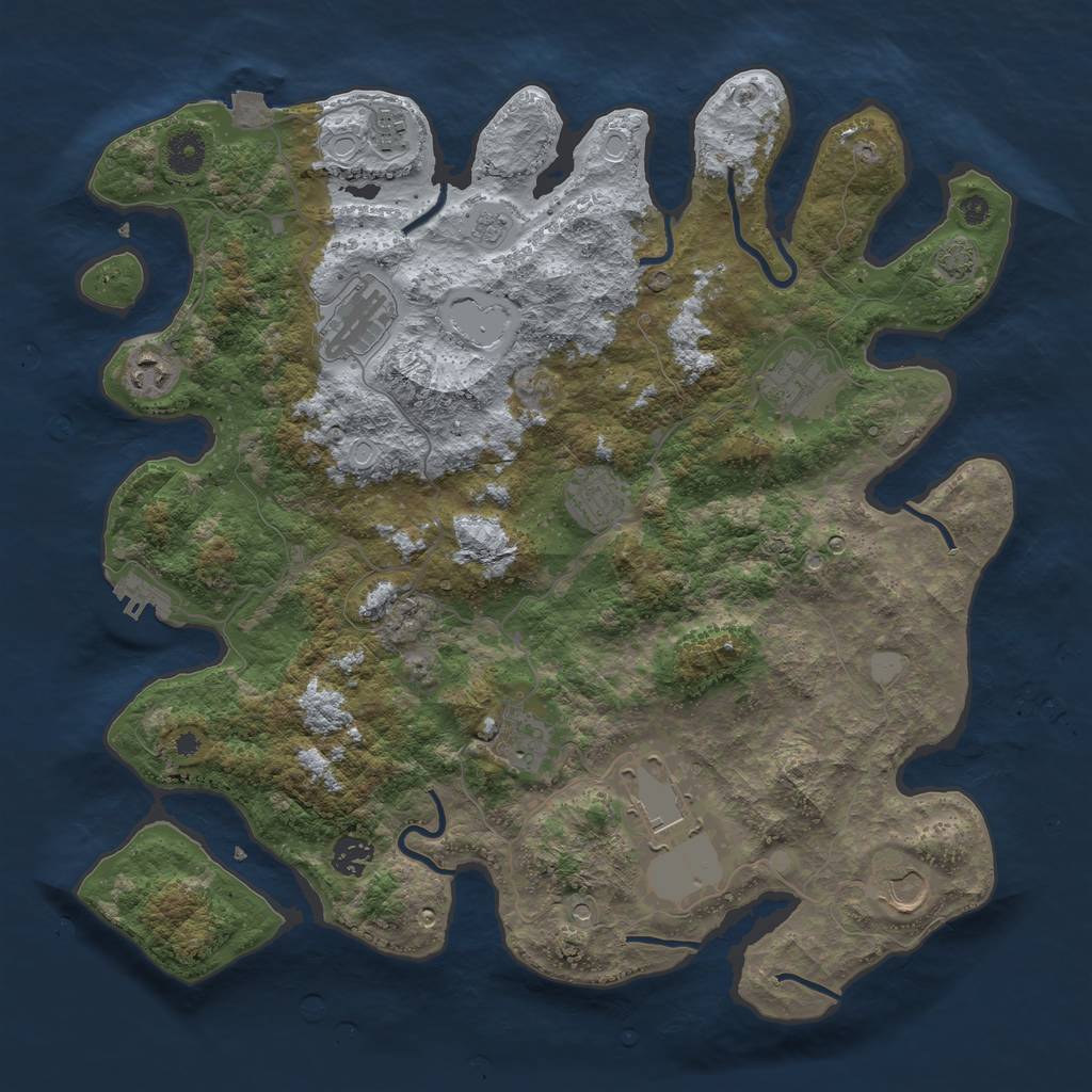 Rust Map: Procedural Map, Size: 3950, Seed: 79765697, 16 Monuments