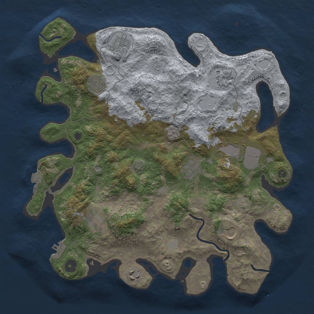 Rust Map: Procedural Map, Size: 3750, Seed: 53808067, 16 Monuments