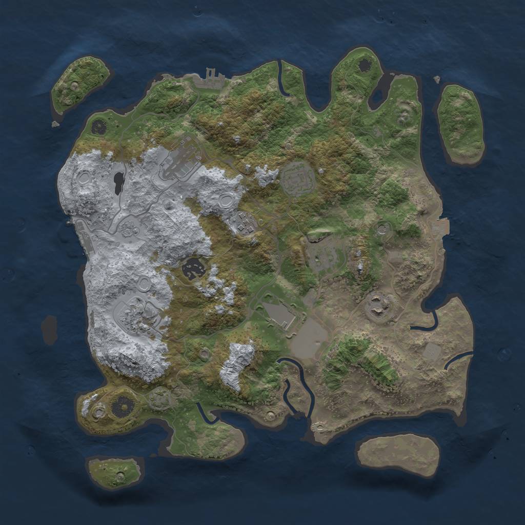 Rust Map: Procedural Map, Size: 3600, Seed: 93497490, 16 Monuments
