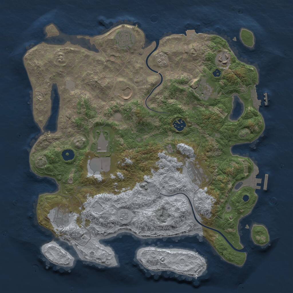 Rust Map: Procedural Map, Size: 3700, Seed: 30700986, 14 Monuments