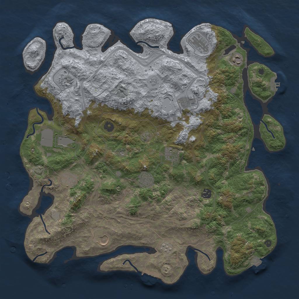 Rust Map: Procedural Map, Size: 4400, Seed: 35705306, 19 Monuments