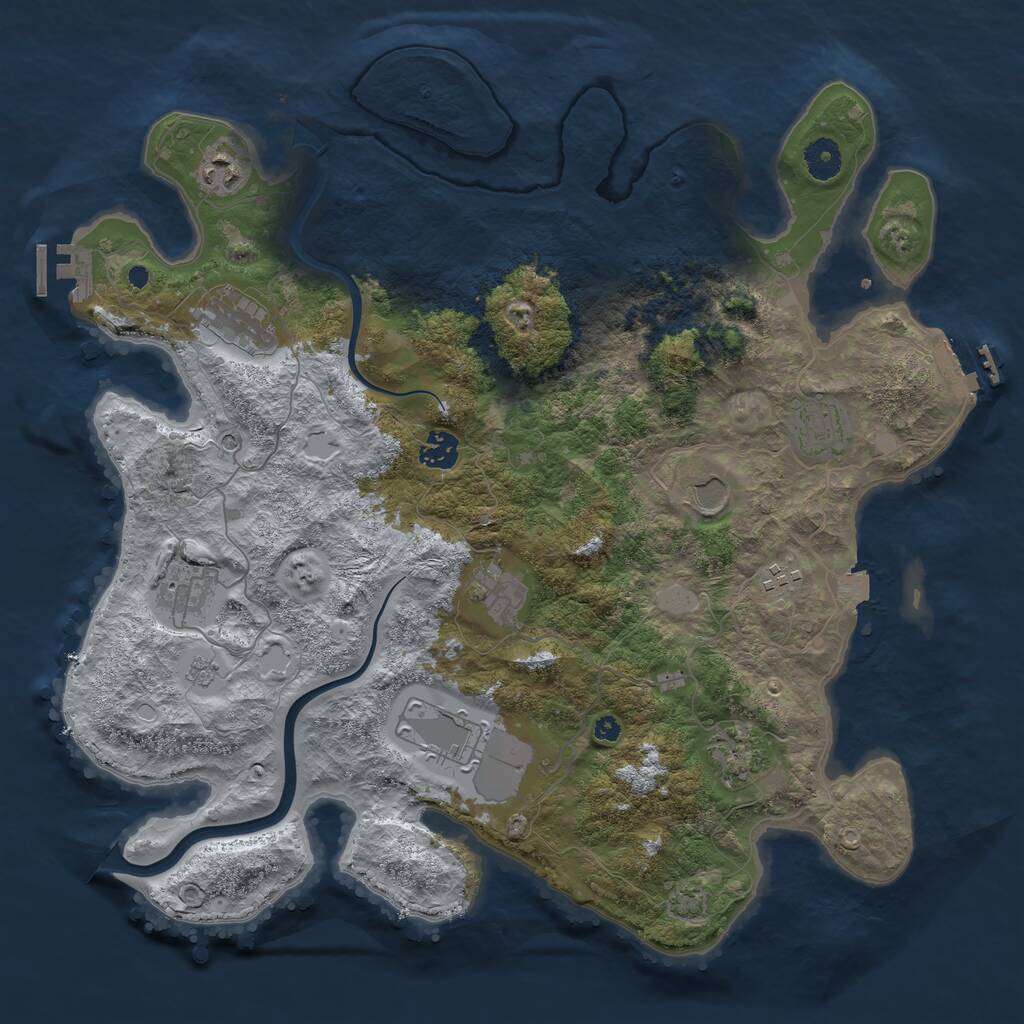 Rust Map: Procedural Map, Size: 3950, Seed: 95982137, 16 Monuments