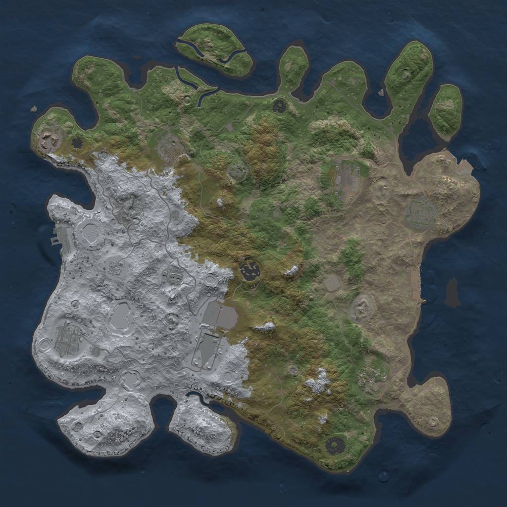 Rust Map: Procedural Map, Size: 3950, Seed: 95982137, 17 Monuments