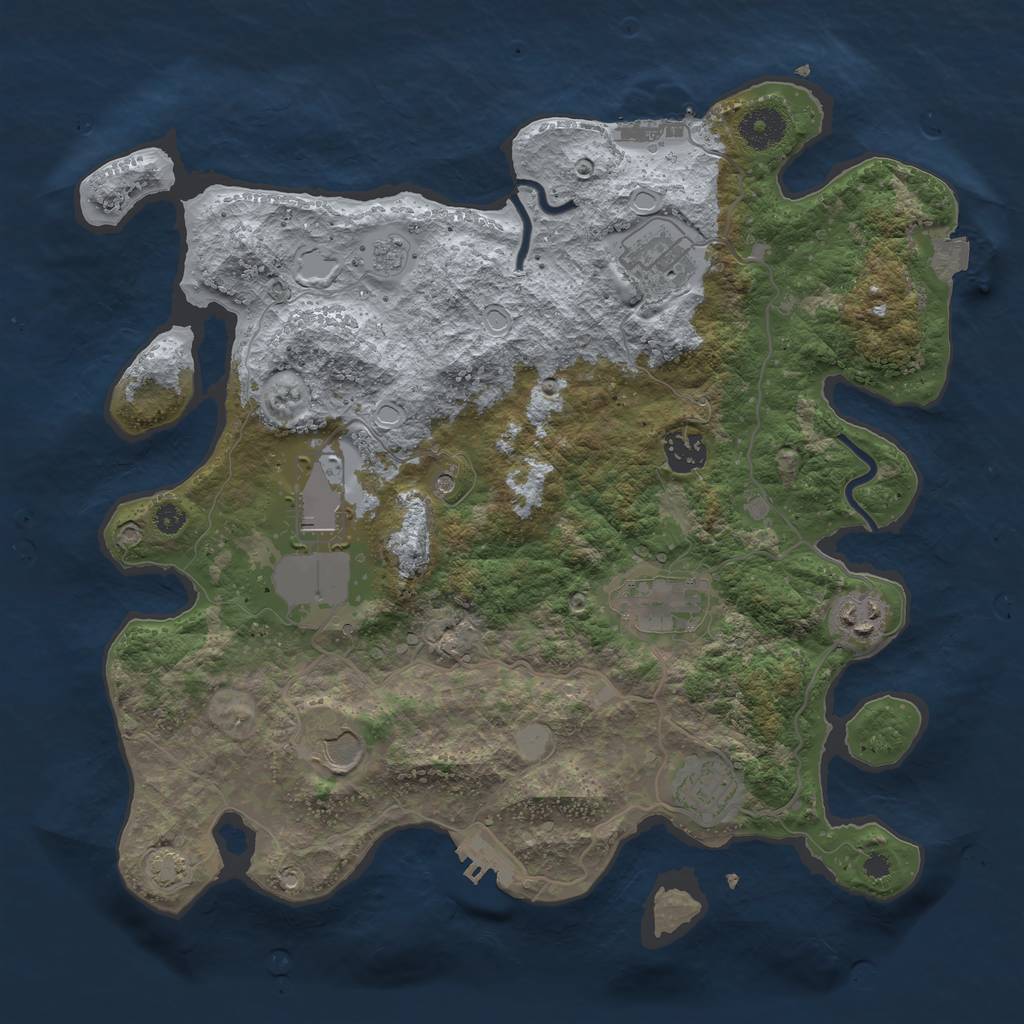 Rust Map: Procedural Map, Size: 3550, Seed: 87971037, 15 Monuments