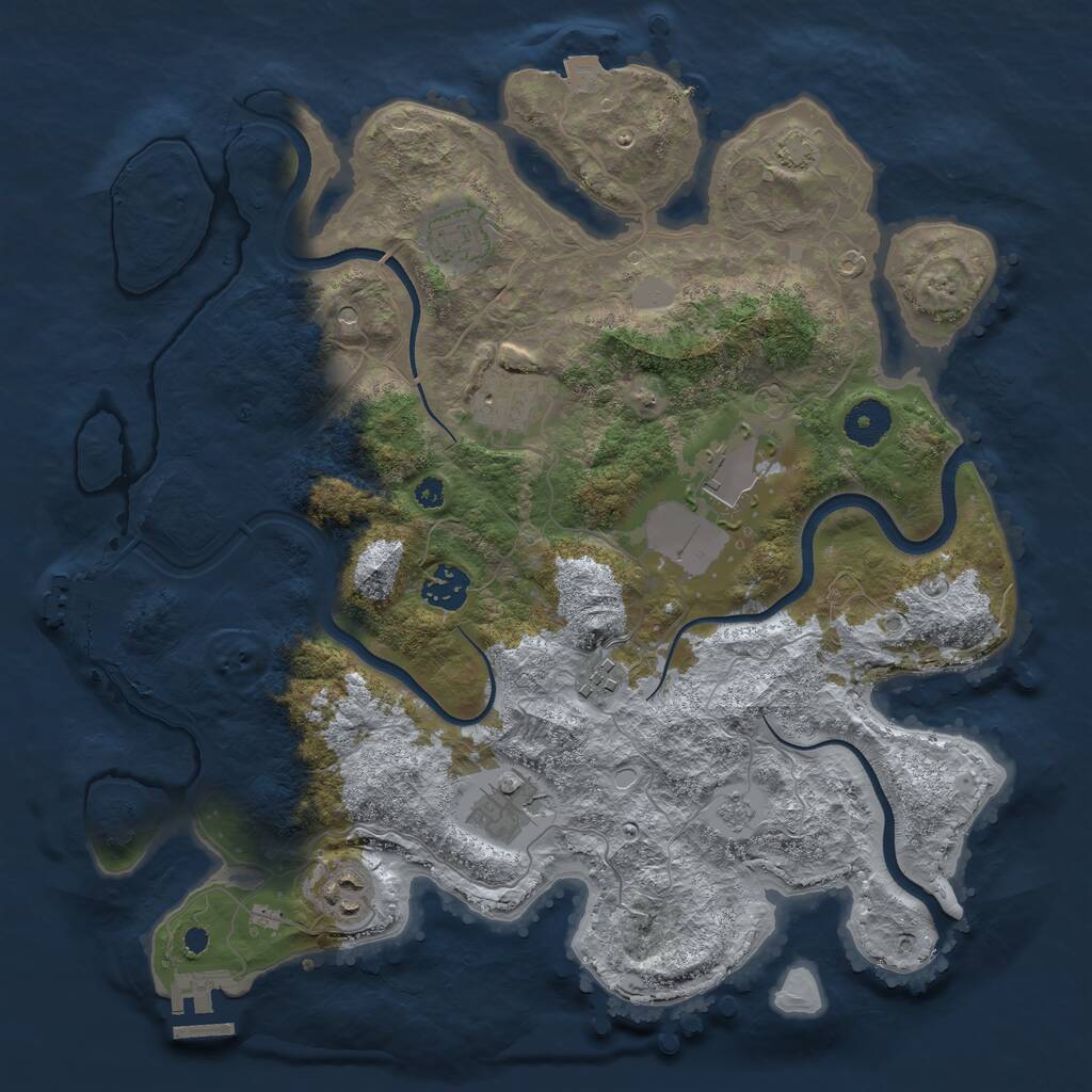 Rust Map: Procedural Map, Size: 3600, Seed: 10101077, 13 Monuments