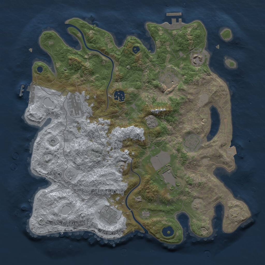 Rust Map: Procedural Map, Size: 3550, Seed: 42934228, 14 Monuments