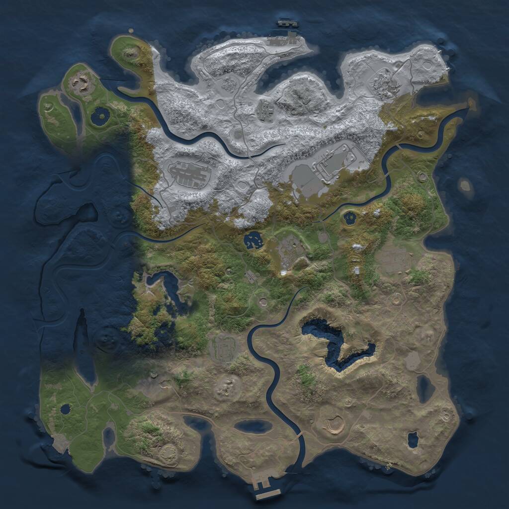 Rust Map: Procedural Map, Size: 4100, Seed: 64274040, 17 Monuments