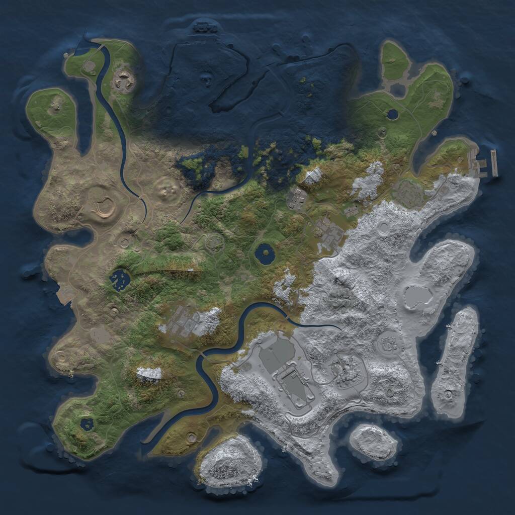 Rust Map: Procedural Map, Size: 3850, Seed: 26349296, 15 Monuments
