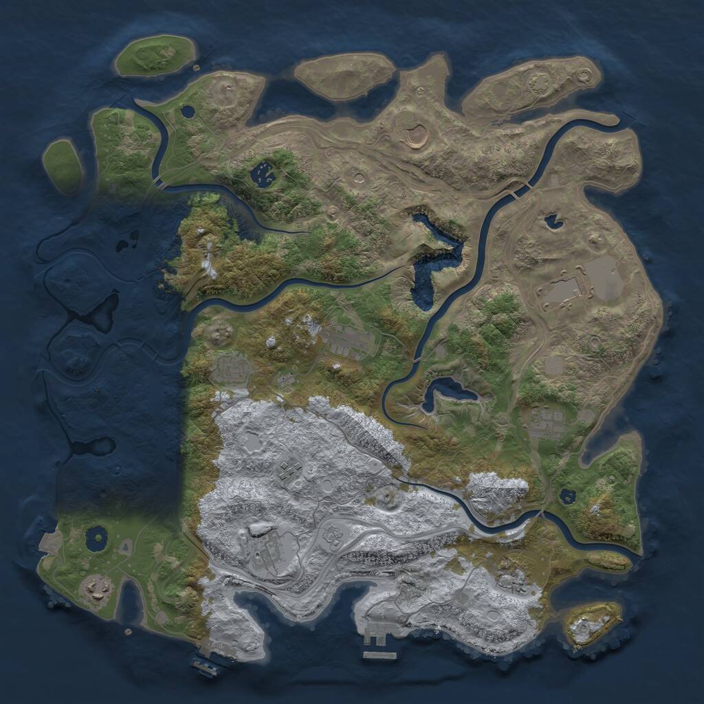 Rust Map: Procedural Map, Size: 4300, Seed: 83364553, 16 Monuments