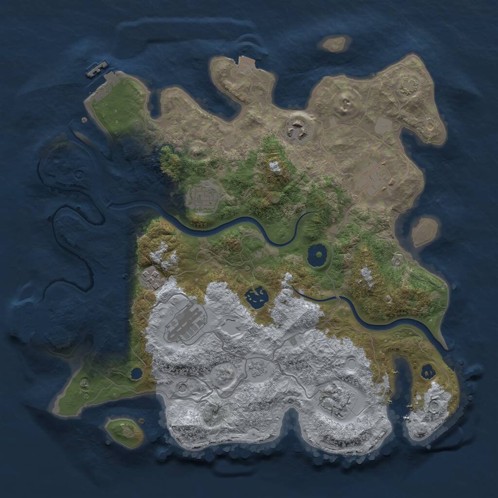 Rust Map: Procedural Map, Size: 3450, Seed: 90160620, 13 Monuments