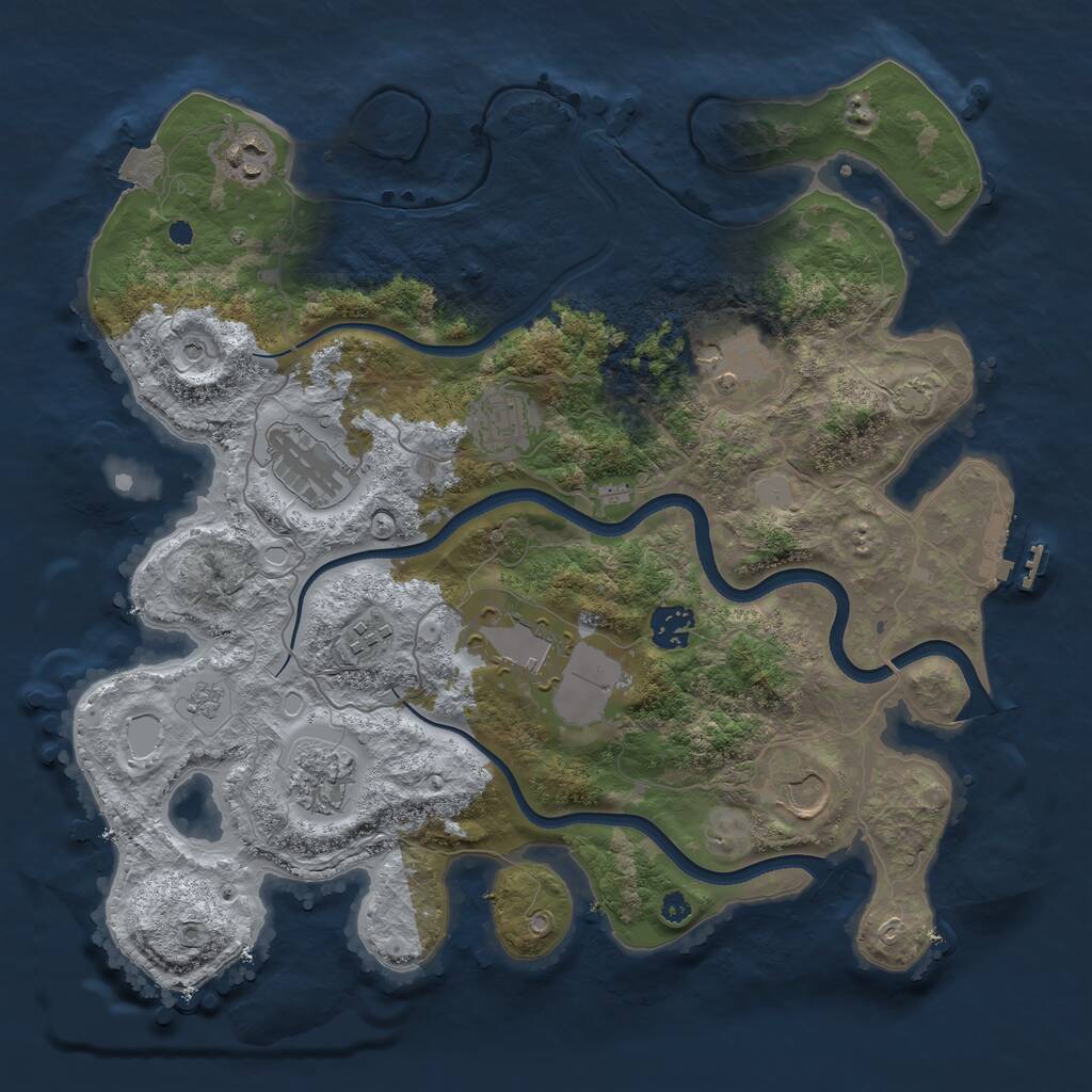 Rust Map: Procedural Map, Size: 3650, Seed: 7053296, 14 Monuments