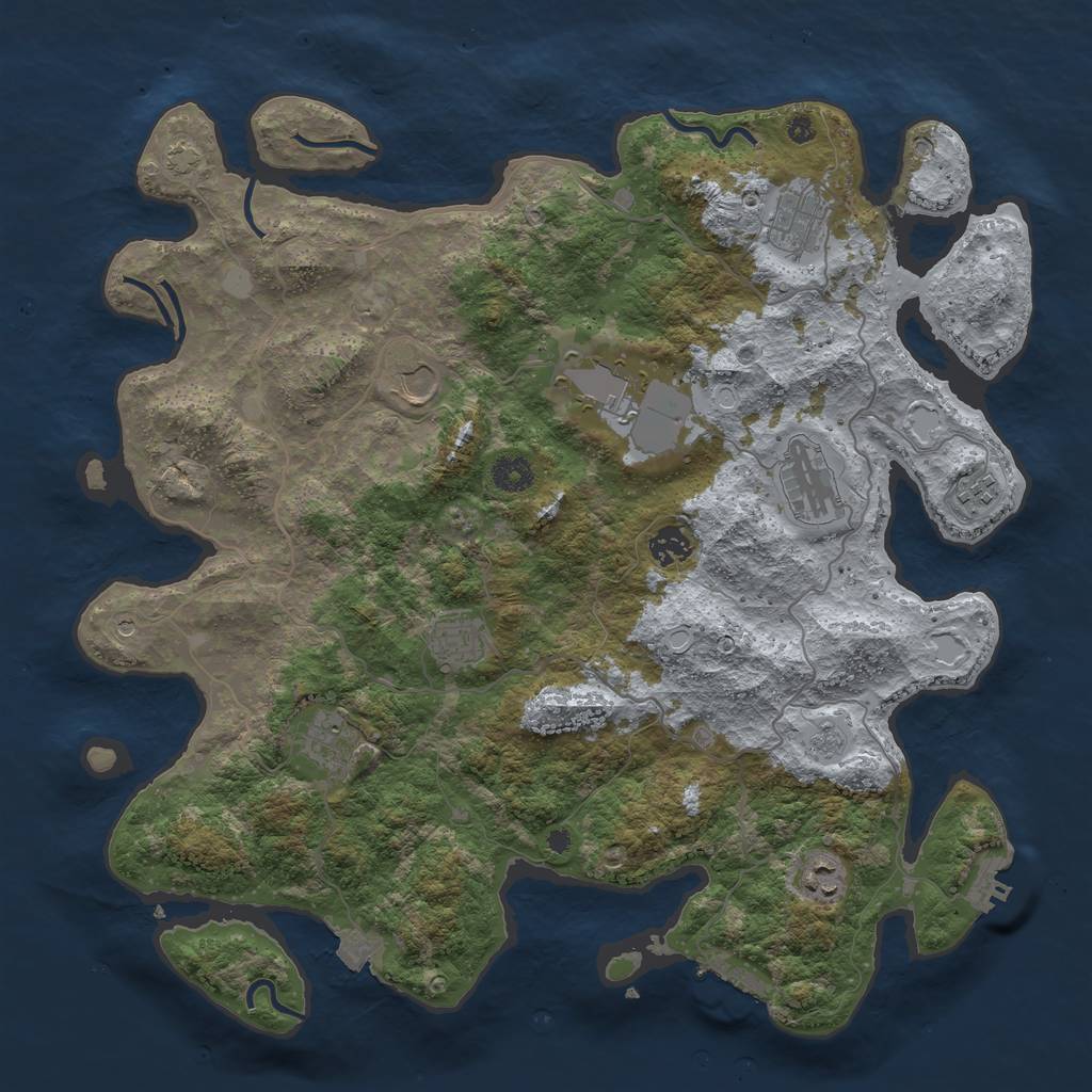Rust Map: Procedural Map, Size: 4100, Seed: 68437224, 17 Monuments
