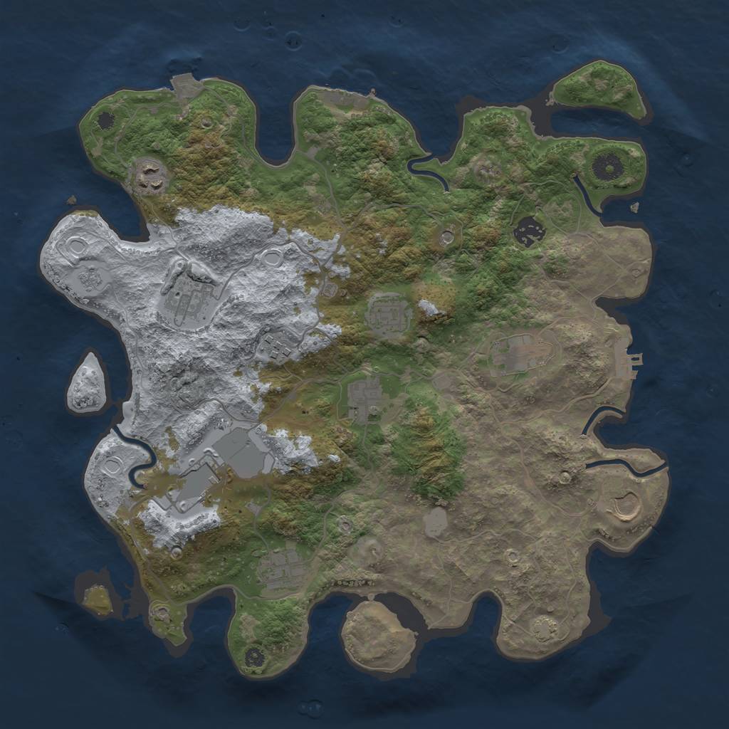 Rust Map: Procedural Map, Size: 3750, Seed: 91, 18 Monuments