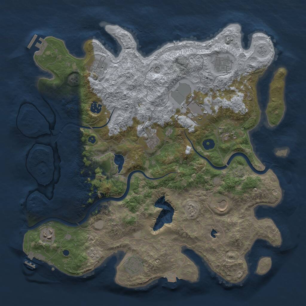 Rust Map: Procedural Map, Size: 4000, Seed: 1678807444, 16 Monuments