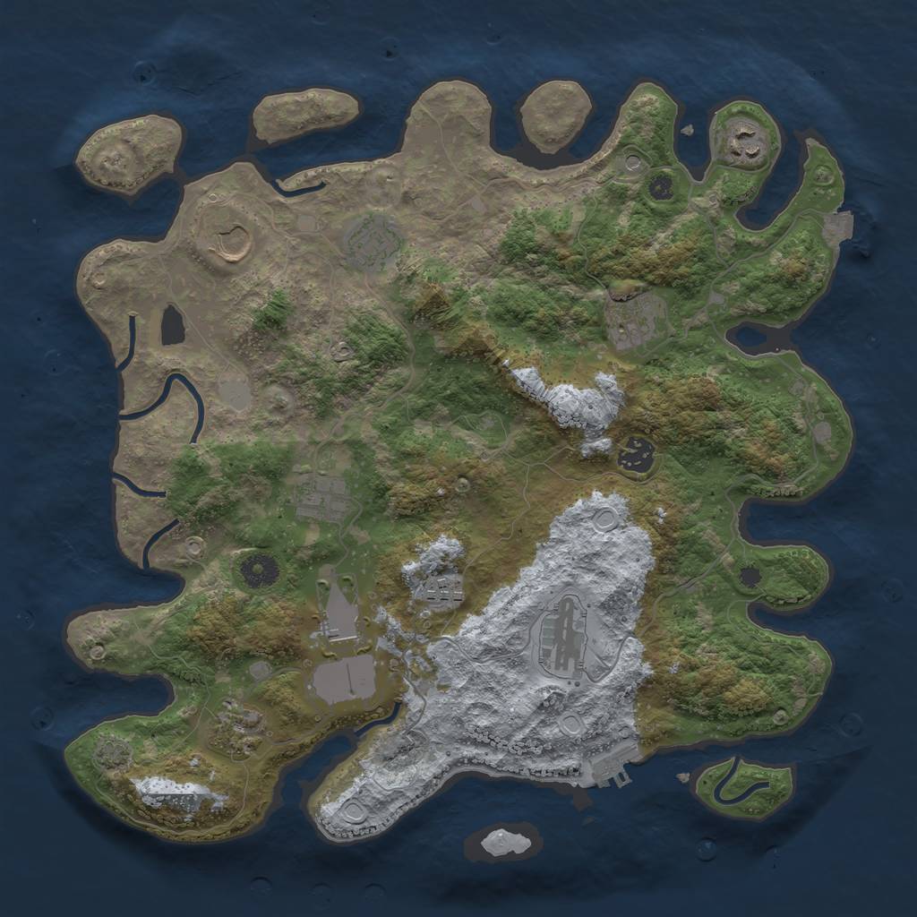 Rust Map: Procedural Map, Size: 3800, Seed: 14157703, 16 Monuments