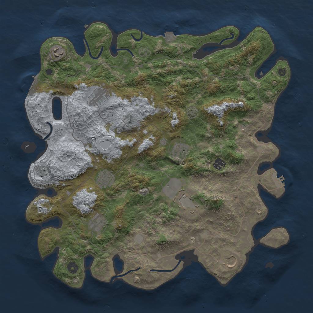 Rust Map: Procedural Map, Size: 4100, Seed: 24497023, 17 Monuments