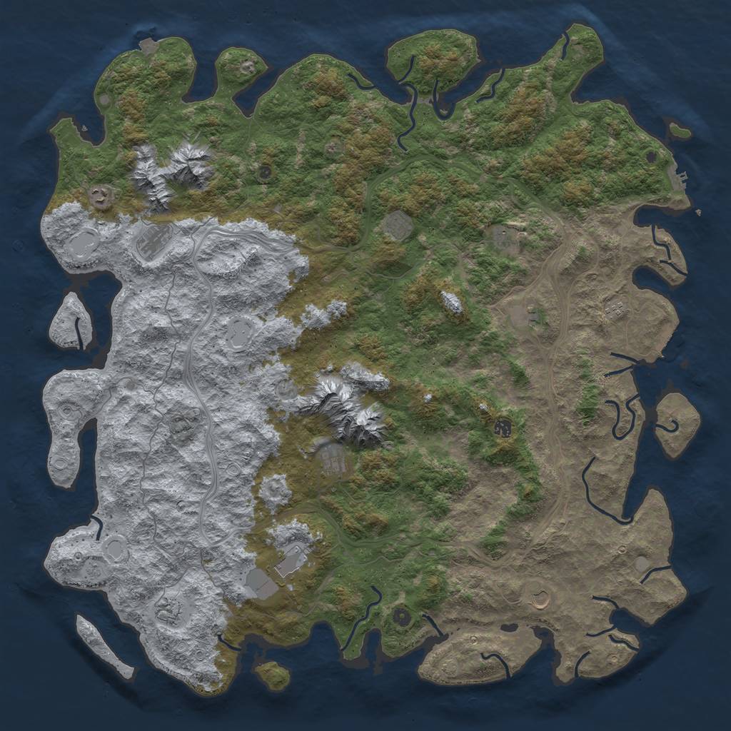 Rust Map: Procedural Map, Size: 6000, Seed: 8740, 19 Monuments