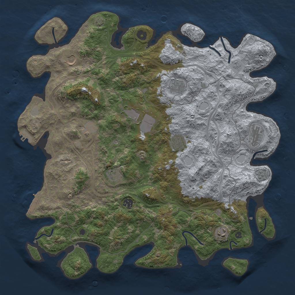 Rust Map: Procedural Map, Size: 4400, Seed: 80503033, 18 Monuments