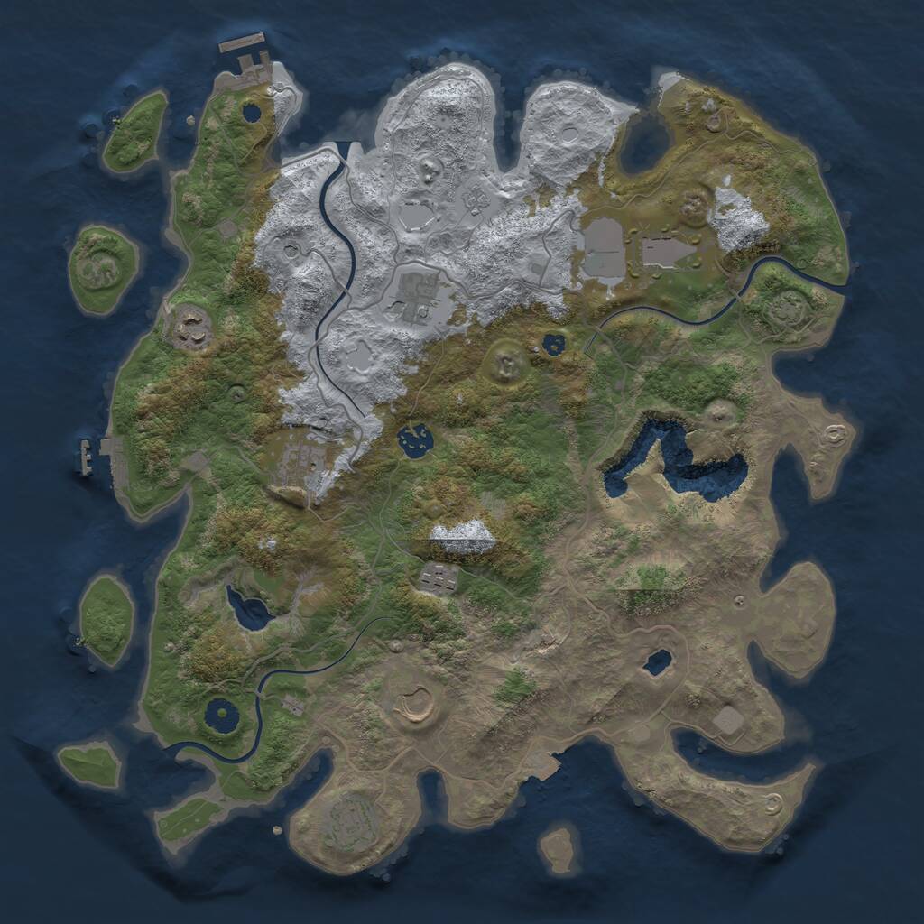 Rust Map: Procedural Map, Size: 4050, Seed: 1576296316, 14 Monuments