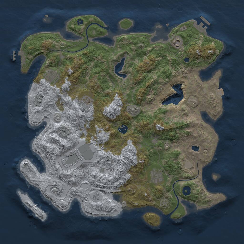 Rust Map: Procedural Map, Size: 4000, Seed: 8761, 14 Monuments