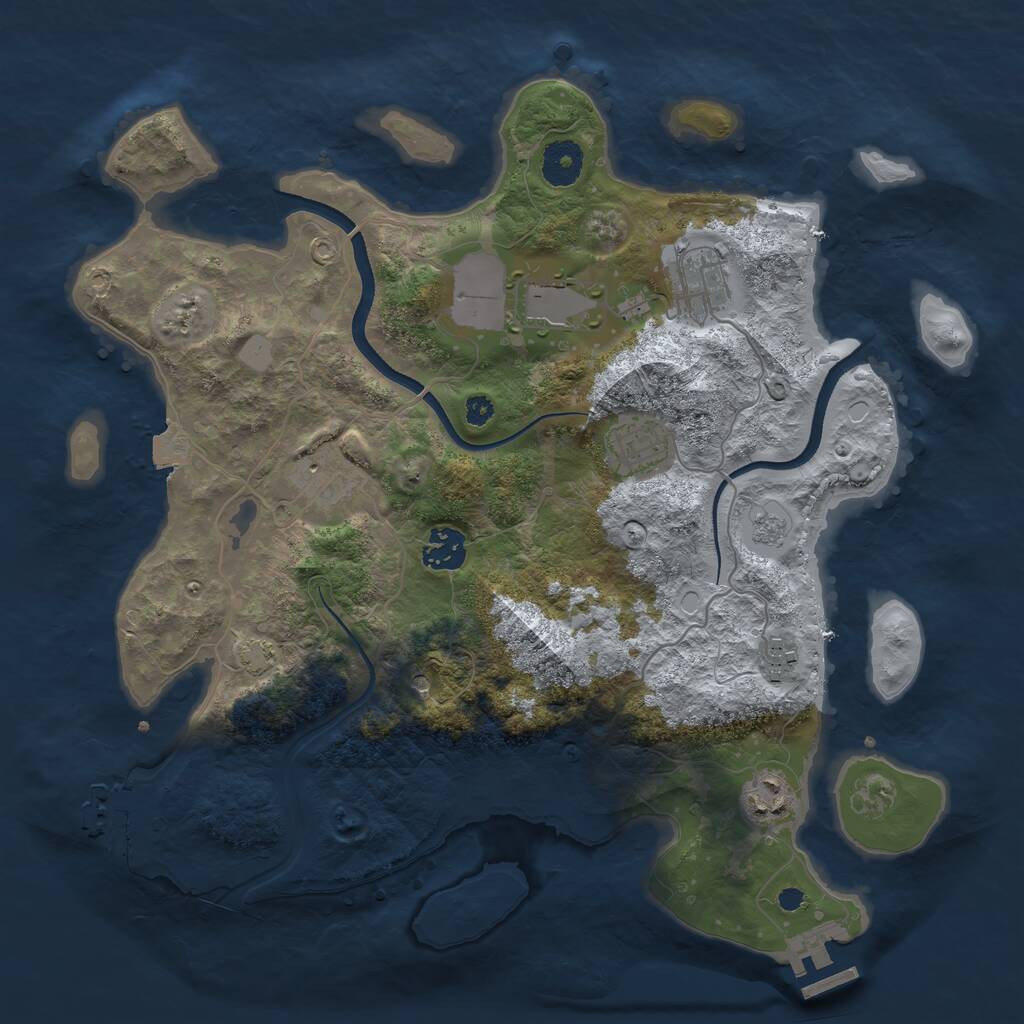 Rust Map: Procedural Map, Size: 3500, Seed: 1076694577, 13 Monuments