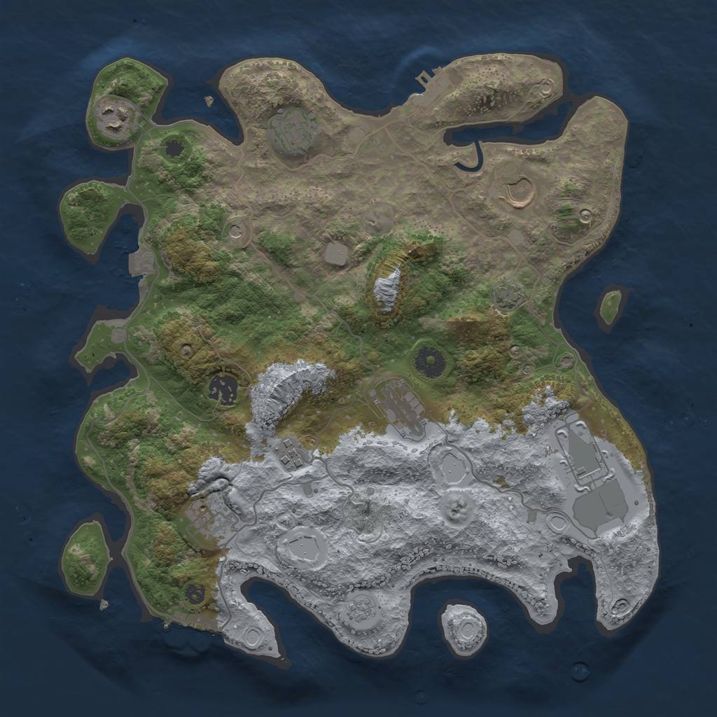 Rust Map: Procedural Map, Size: 3550, Seed: 68165366, 16 Monuments