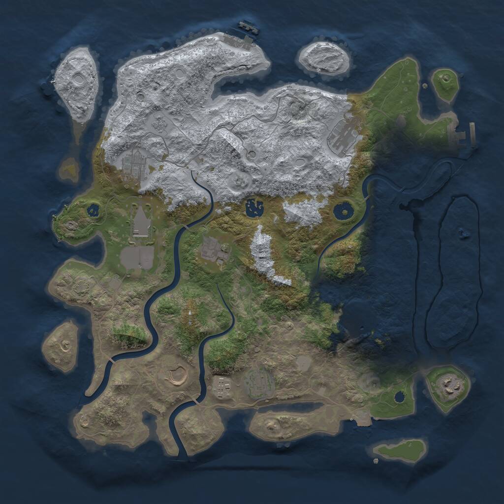 Rust Map: Procedural Map, Size: 3950, Seed: 12138507, 16 Monuments