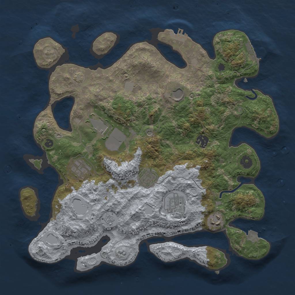 Rust Map: Procedural Map, Size: 3550, Seed: 55291773, 15 Monuments