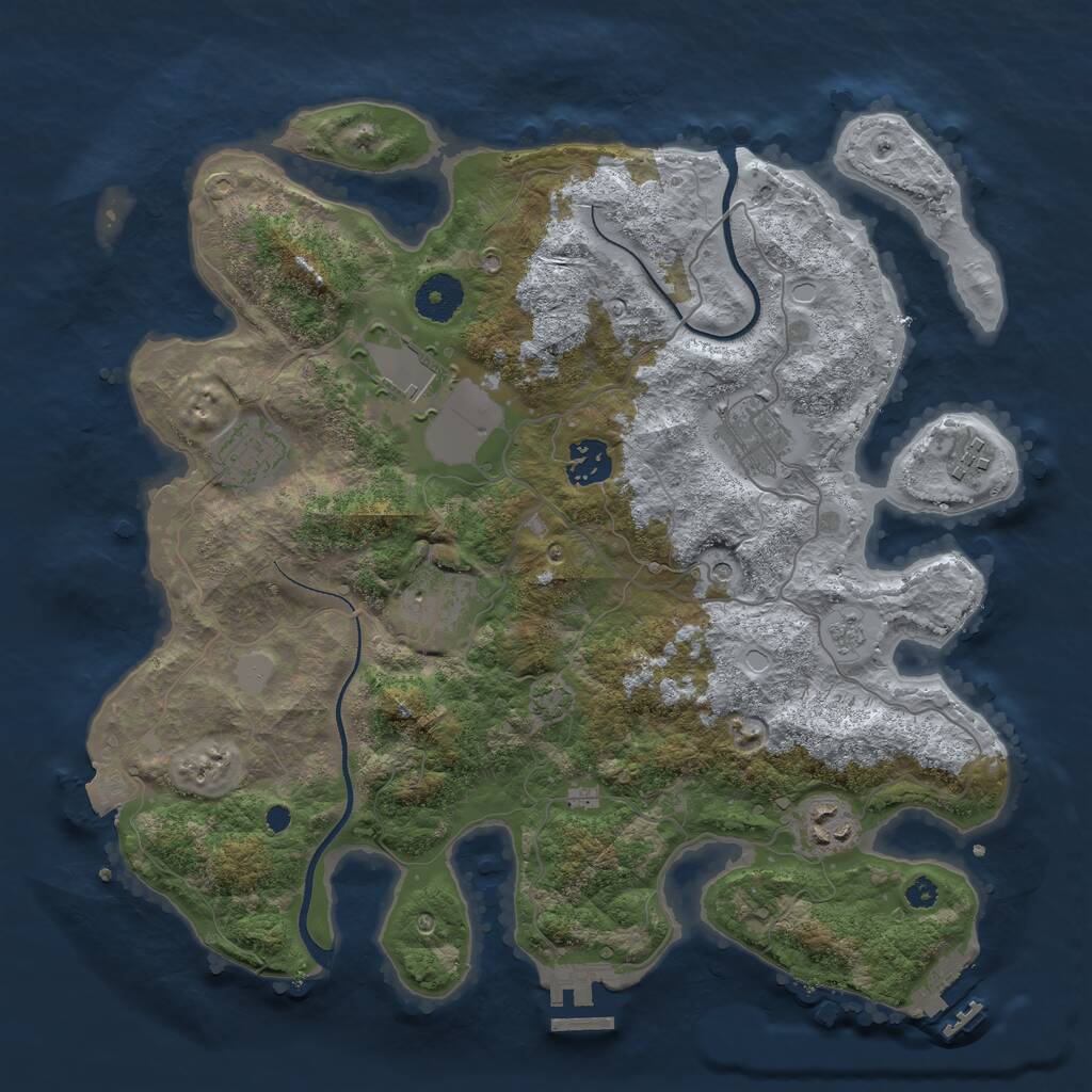 Rust Map: Procedural Map, Size: 3500, Seed: 1197986123, 13 Monuments