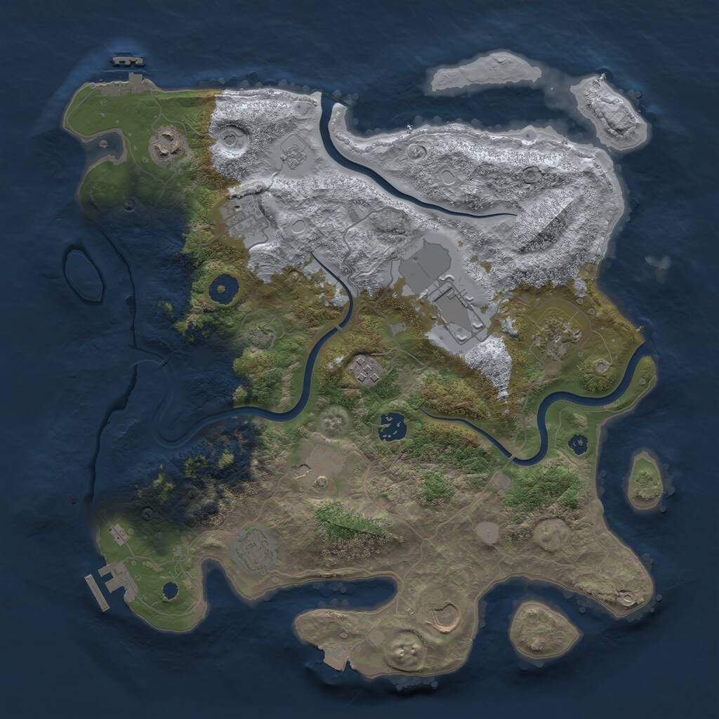 Rust Map: Procedural Map, Size: 3700, Seed: 87960949, 15 Monuments