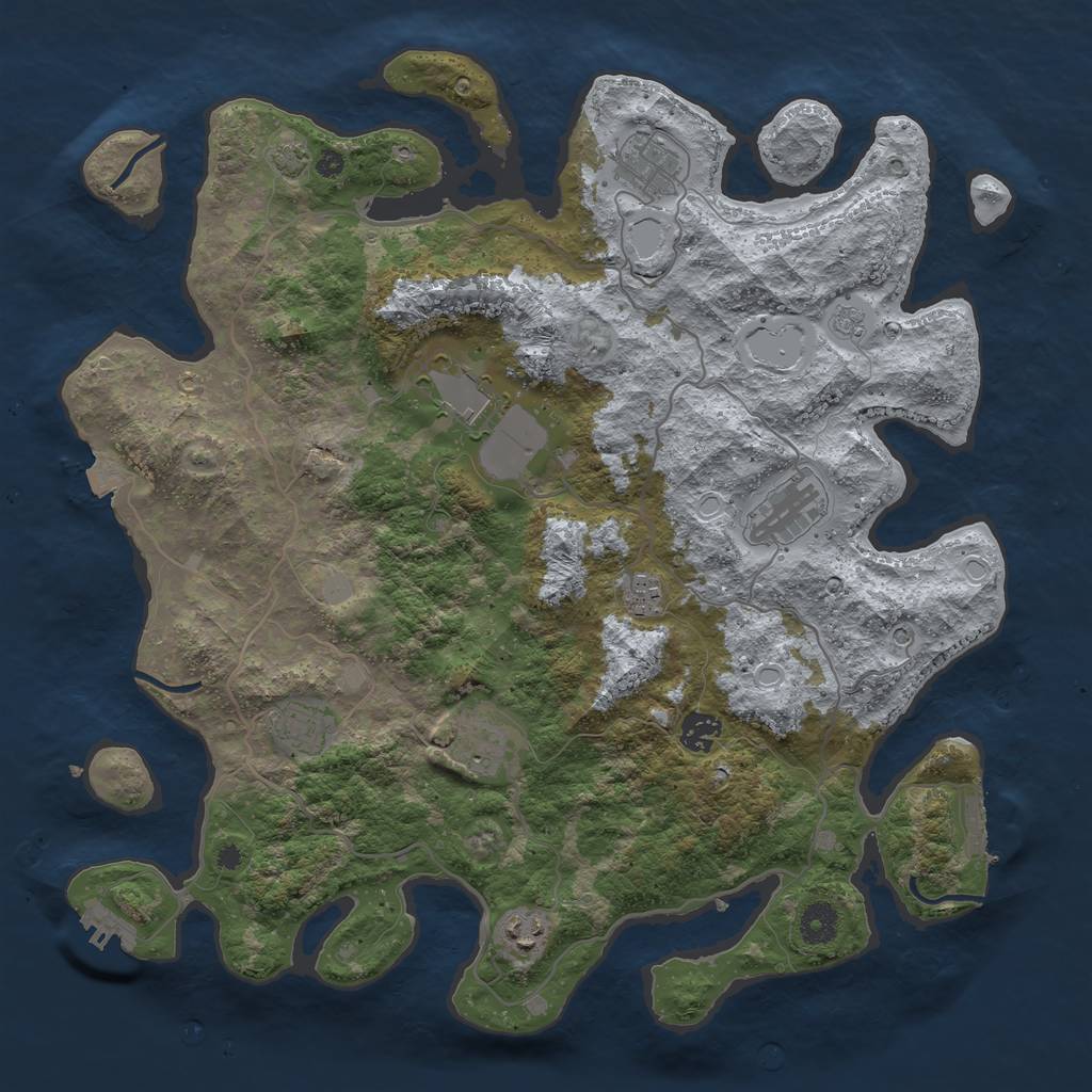 Rust Map: Procedural Map, Size: 4000, Seed: 796669877, 16 Monuments