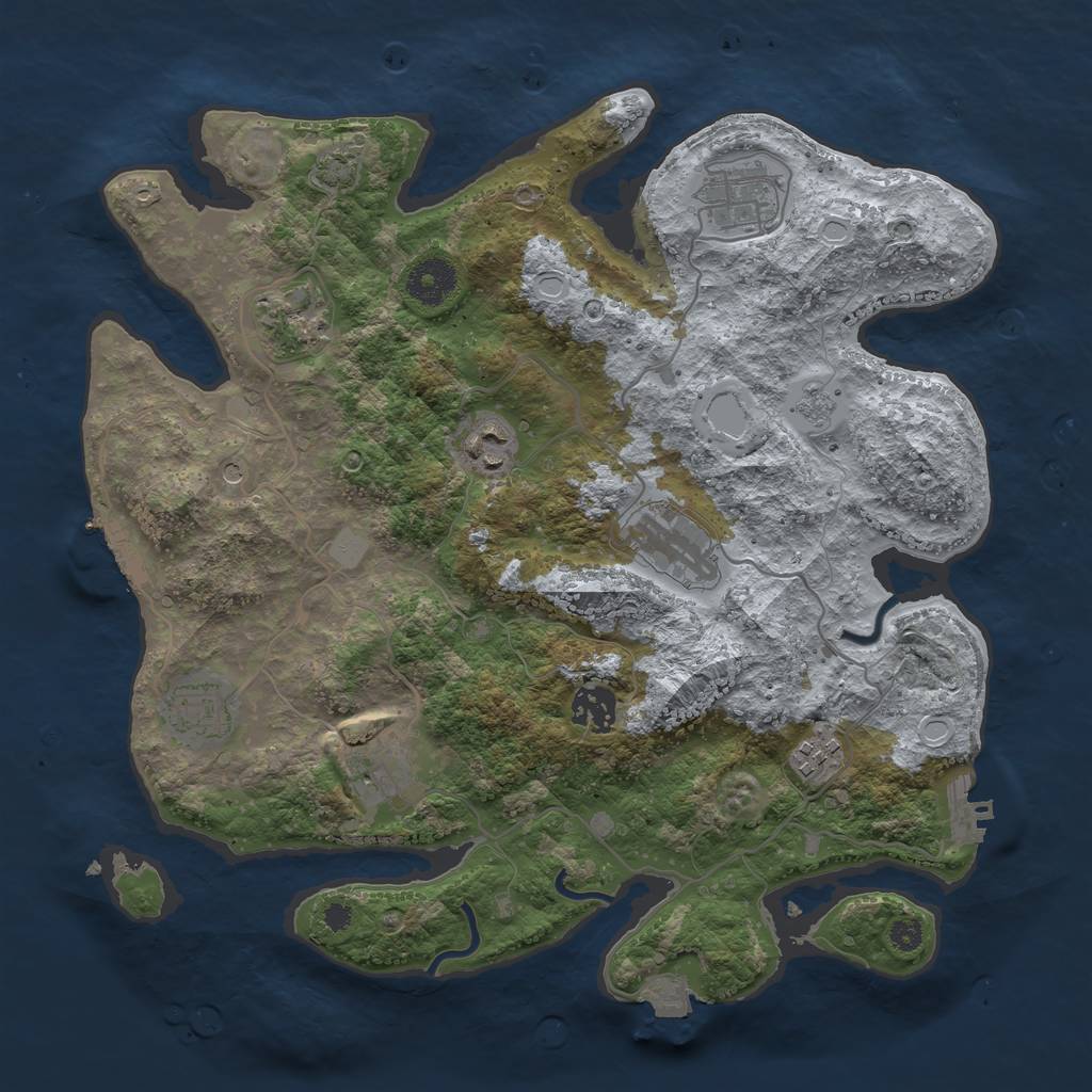 Rust Map: Procedural Map, Size: 3450, Seed: 82861000, 16 Monuments