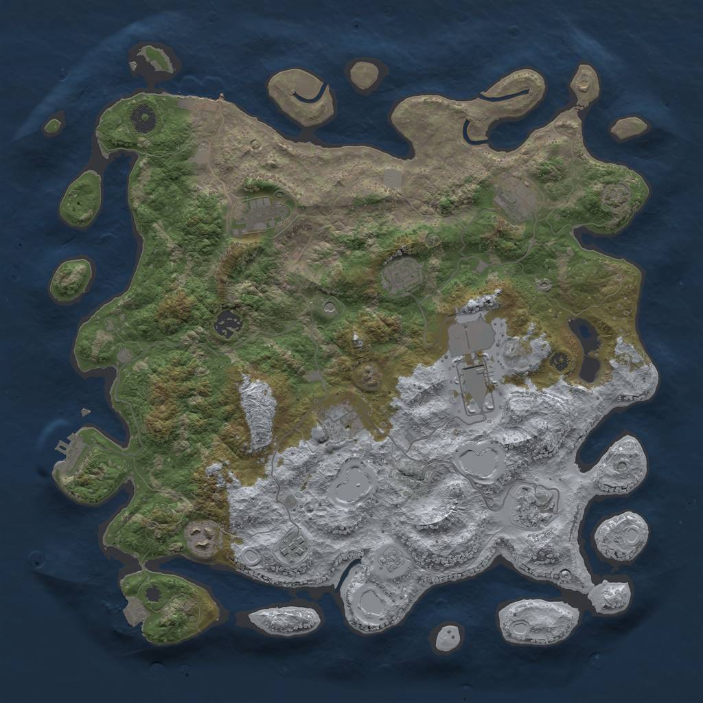 Rust Map: Procedural Map, Size: 3970, Seed: 324615015, 17 Monuments