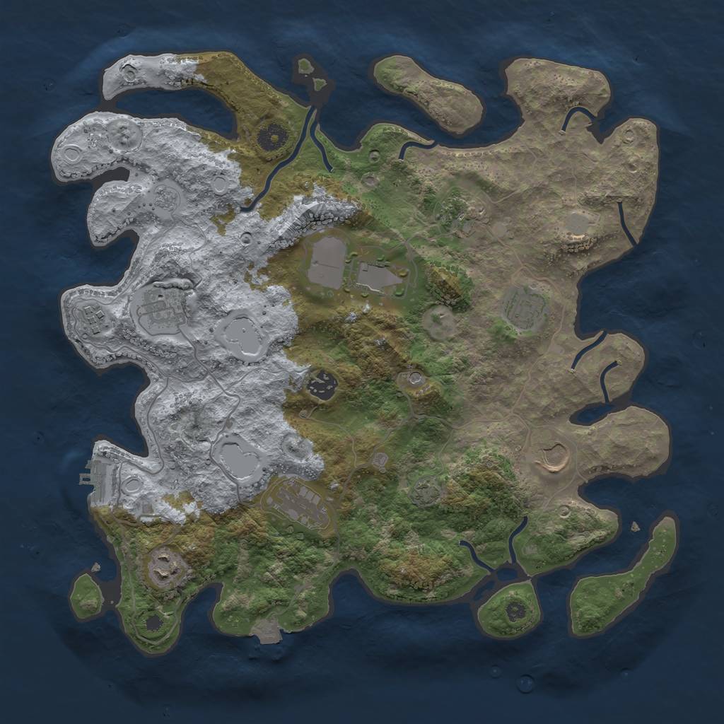 Rust Map: Procedural Map, Size: 3800, Seed: 39557008, 16 Monuments