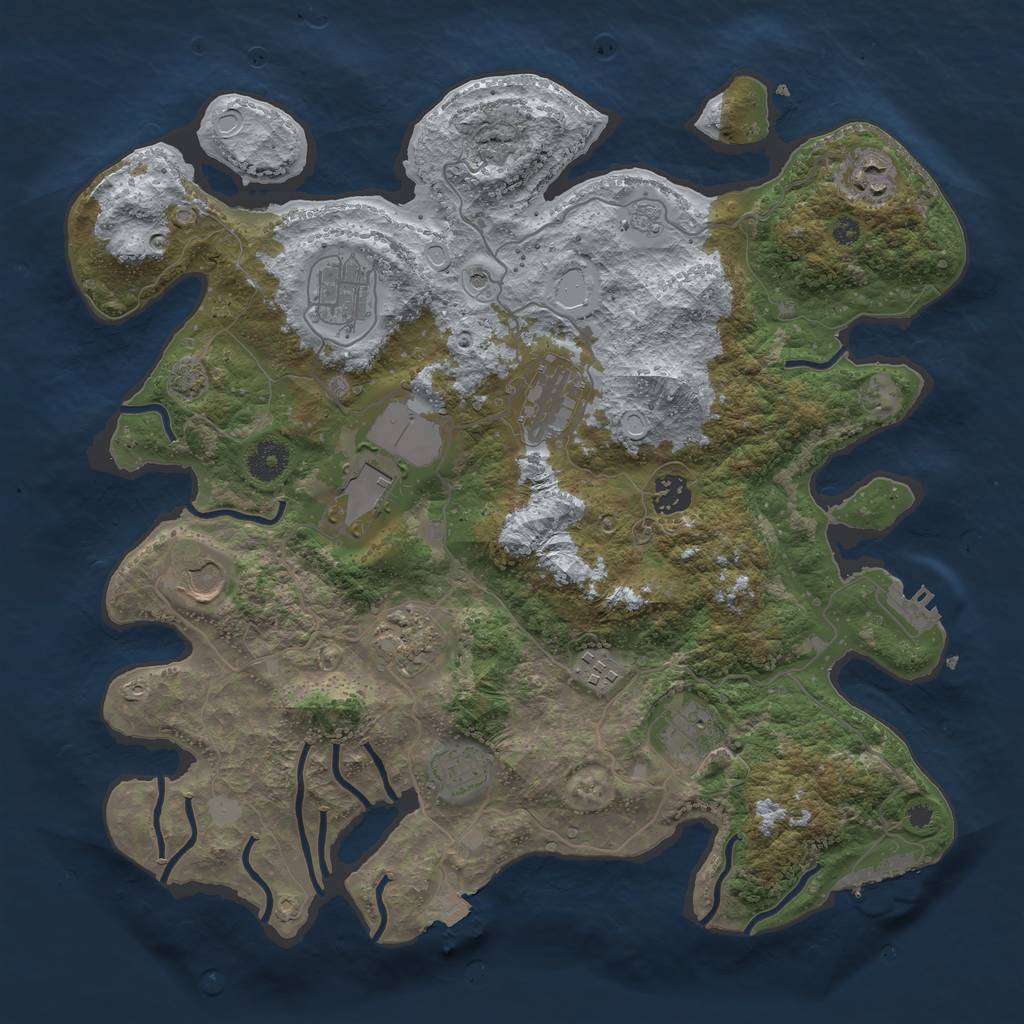 Rust Map: Procedural Map, Size: 3800, Seed: 19793339, 18 Monuments