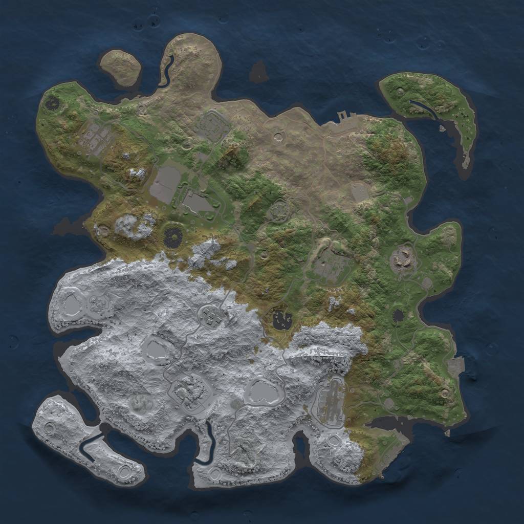 Rust Map: Procedural Map, Size: 3850, Seed: 79308605, 17 Monuments