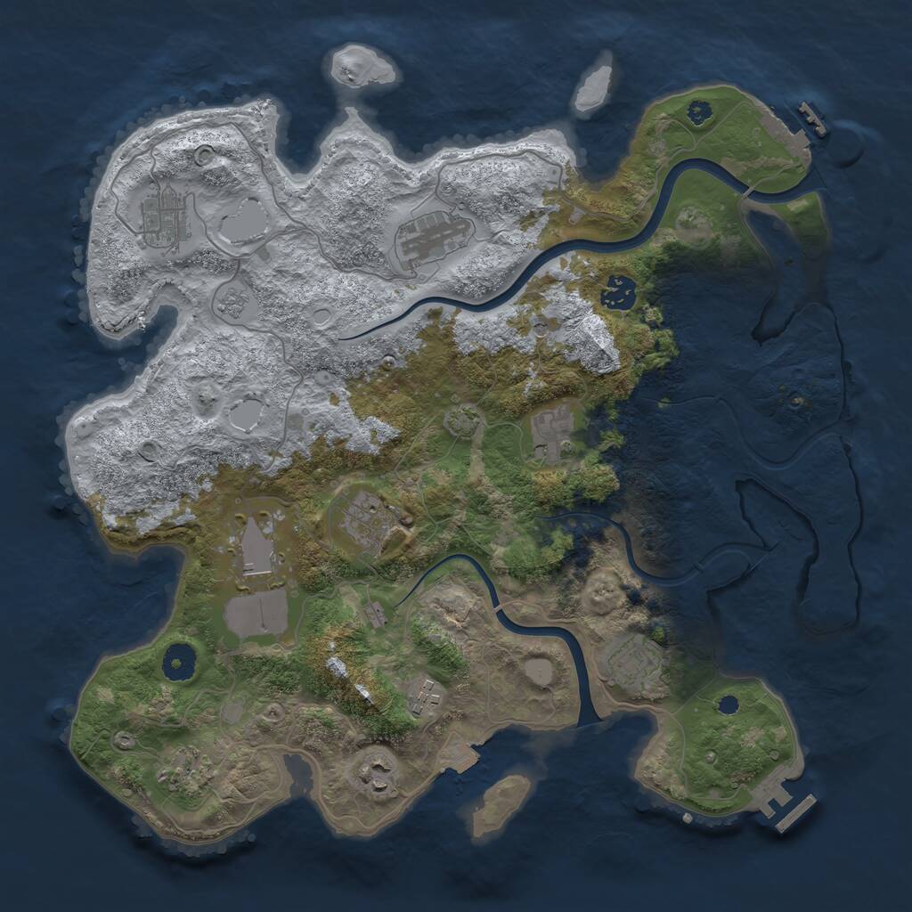 Rust Map: Procedural Map, Size: 3800, Seed: 29564443, 16 Monuments
