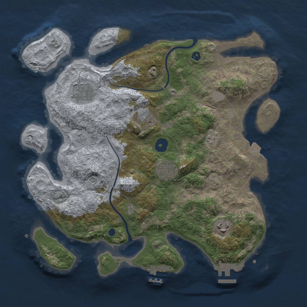 Rust Map: Procedural Map, Size: 3450, Seed: 76723213, 11 Monuments