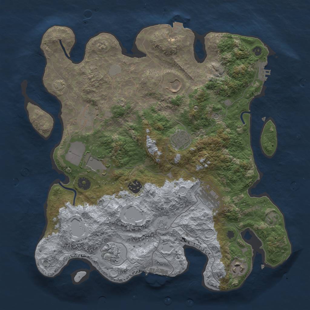 Rust Map: Procedural Map, Size: 3600, Seed: 31269046, 16 Monuments