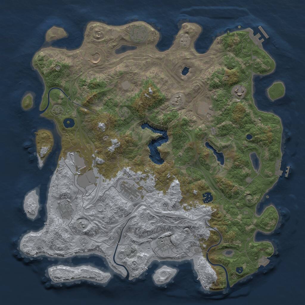 Rust Map: Procedural Map, Size: 4250, Seed: 81234850, 16 Monuments
